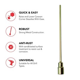 JUTTAUTO 30cm Corner Steady Caravan Leg Winder Drill, Caravan Leg Winder Drill Attachmen, 19mm Caravan Stand Jack Extension Socket Adapter,for Caravans and Mobile Homes