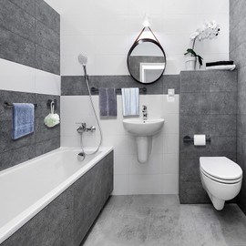 Towel Bar for Bathroom Matte Black, 33Inch Towel Rack Wall Mounted, Thicken Round Bath Towel Holder Rod SUS304 Stainless Steel, Heavy Duty Dish Cloths Hanger for Bathroom, Kitchen