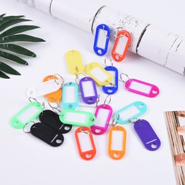 Pack of 100 Key Chains Pack of 10 Colours Key Tags Coloured Suitcase Tags Plastic Key Chain Tags ID Labels with Split Key Ring
