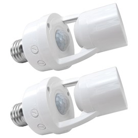 2X Motion Sensor Light Socket, E26/E27 Screw in Light Bulb Socket Replacement, Action Control Lighting on/Off, Adjustable Bulb Socket Adapter, up to 60W,Zafina-UP New Replacement