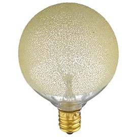 Bulbrite 40G16/ICE/E12 Incandescent Crystal Collection G16 Globe Light with Candelabra Base, 40-watt, Amber Ice