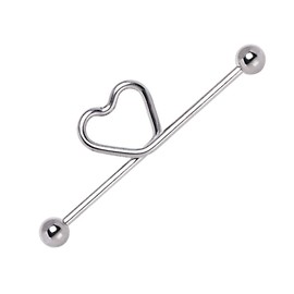 Pierced Owl Curved Heart Stainless Steel Industrial Barbell