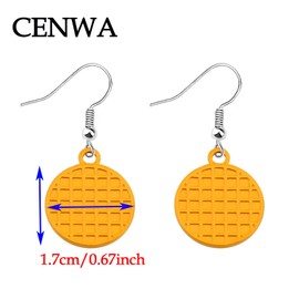CENWA Waffle Earrings Quirky Earrings Jewelry Eggo Earring Parks and Rec Jewelry (Waffle Earrings)