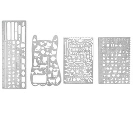 9pcs/Set Multi Functional Creative Hollow Out Metal Stainless Steel Graffiti/Alphabet/Number Ruler School Supplies for Students Hand Drawing Account Template DIY Diary Graphics Design Bookmark Ruler