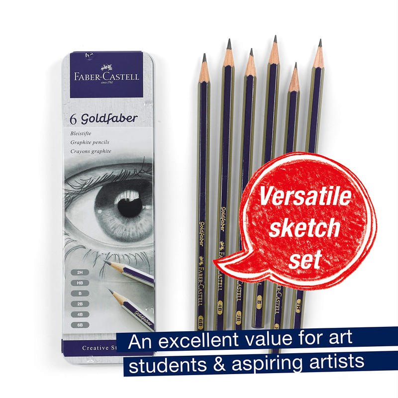 Faber-Castell Graphite Sketch Pencil Set - 6 Graphite Pencils (2H,