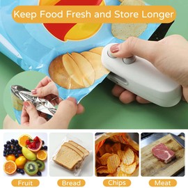 LaifuTu 2 Pack Bag Sealer, 2-in-1 Rechargeable USB Bag Sealer Heat Seal, Mini Heat Sealer Cutter, Food Storage Sealing Machine for Plastic Bags Snacks