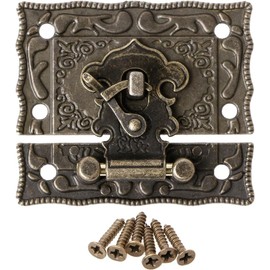 55mmx47mm Vintage Style Latch Clasp Wooden Box Chest Zip Lock Antique Bronze Tone Lock Furniture latches Small parts for furniture "