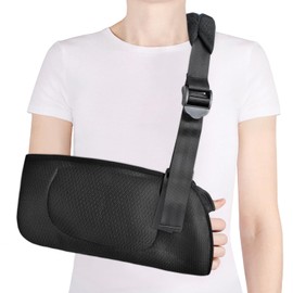 Mezeic Arm Sling for Elbow Wrist Arm Injury, Adjustable Shoulder Sling Immobilizer Arm Support Brace for Left or Right Arm, Forearm Slings for Rotator Cuff Torn - L