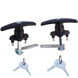 WJSKDQ Truck Cap Camper Shell T-Handle Lock Latch Replacement Parts,Matching Set T-Handles Lock, Keyed Alike (Left&Right)-Complete Set (2Pack Black) (Black)