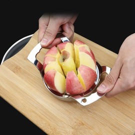 Cortador de manzana - Herramienta de cocina de acero inoxidable 304 para cortar y cortar manzanas, acabado plateado