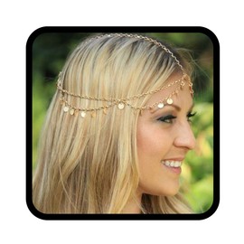 Fashband Sequin Head Chain Tassel Hair Chain Gold Headwear Hair Accessories for Women and Girls