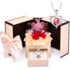 Nasjac Flor Rosa Eterna,Collar y Pendientes,Oso LED,Regalo Ideal para Mujer