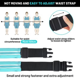 JIMKAN Running Belt with 2 Independent Large Pockets, Mint Blue, Sports