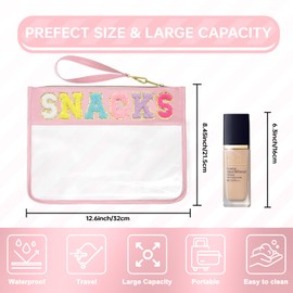 Siwara Snack Bags Clear Pouch for Travel Bag Nylon Clear Cosmetic Bag Makeup Waterproof Bag Portable Glitter Snacks Makeup Beach Pouch Toiletry Bags for Women Girls
