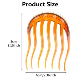 Hair Comb Pack of 2 Plastic Side Hair Twist Comb French Twist Comb Hair Clips with Teeth for Hair Styling Accessories for Women and Girls (Black & Brown)