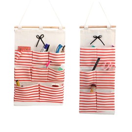 Hoshisea Pack of 2 Hanging Storage Bag, Hanging Bag Wall, Door Hanging Organiser Wall, Wall Pockets for Bedrooms, Offices, Bathrooms (Pink)