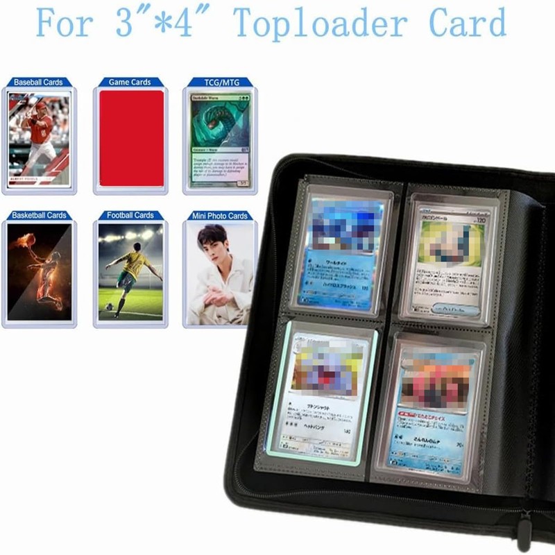 ANIXITECH Toploader Binder,4-Pocket Double Sided Top Loaders Binder,Holds 128 Cards