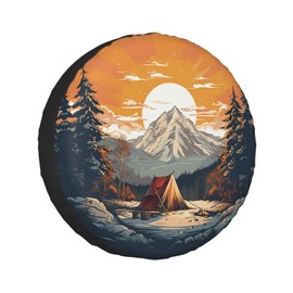 Mountains Nature Sunset Scenery Spare Tire Cover Wheel Protectors for Decoration and Weather Protection for Trailers Rv SUV Truck Campervan Travel Trailer 14"