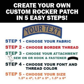 Custom Uniform Name Tape Rocker Patches Embroidered, 35 Plus Fabrics, Different Font Styles Available. 6 Sizes.