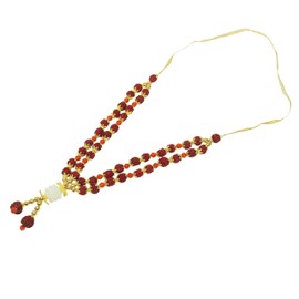 Artificial Mala Rudraksha Beaded Mala Ribbon Garland Large Mala for Idol-Mala for God Statues Pooja Sringar Articles Ornament for Indian Traditional Festival Ganesha Decoration(Size:-9")(Brown,Golden)