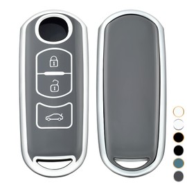 OFF WE GO Key Case for Mazda Car Key Case for 2 3 5 6 Axela Atenza CX-5 CX5 CX-3 CX-4 CX-7 CX-8 CX8 CX-9 MX5 Demio BT50 RX8 Speed Miata TPU Car Key Case Key Box, Grey Silver