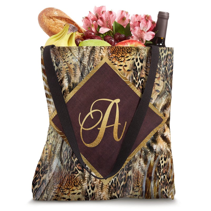 Animal print Initial letter A monogram leopard print boho Tote