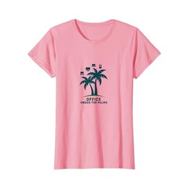 Office Under The Palms: Tropical Remote Work Logo T-Shirt, Women, Pink