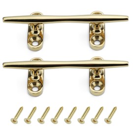 SHENGHUISS Golden Color Boat Open Base Cleat 316 Stainless Steel Mooring Dock Cleat for Boat,Deck,Hook Accessories Screws (5 inch 2 Pack)