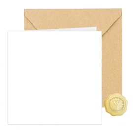 25er Set 16x16 cm Klappkarten Blanko mit Umschläge Kraft Briefumschläge Quadratisch, Postkarten Blanko Karten zum Selbstgestalten für Hochzeit Weihnachten Geburtstag Taufe