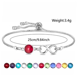 HEYEJET July Birthstone Bracelet July Birthday Gifts for Women Girls Crystal Birthstone Jewellery for Female Mum Daughter Sister Friends Ruby Link Chain Bracelet Adjustable (July)