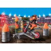 PLAYMOBIL Starter Pack, Stuntshow Moto con Pared de Fuego 71256,
