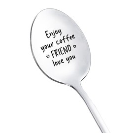 Coffee Gifts for Best Friends Spoon Gift for Women Girls Friendship Gifts for Best Friend Enjoy Your Coffee Friend Love You Spoon for BFF Bestie Tea Coffee Lovers Gift Ideas