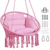 Goutime Hammock Chair, Macrame Hanging Swing Chairs with Cushion and