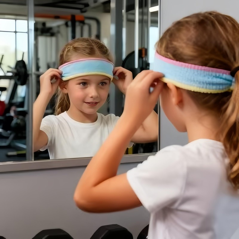 2 fasce per capelli sportivi per bambini, in cotone, per