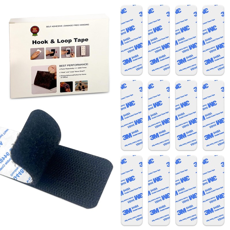 Elover Industrial Strength Sticky Back Fastener | 3x10cm 12 Pairs