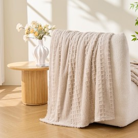 Lotus Karen Throw Blankets for Bed Waffle Small Blanket for Women Cozy Soft Fluffy Fleece Throw Blanket for Couch Lightweight Breathable Bed for All Season Linen 50x70
