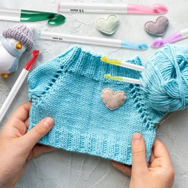 Large Crochet Hooks Set for Arthritis, Ergonomic Crochet Hooks Set Inline Hook,with Rubber Handle for Chunky Yarn Rug Projects，Beginner Crochet Hook Set for Beginners (7 Hooks)