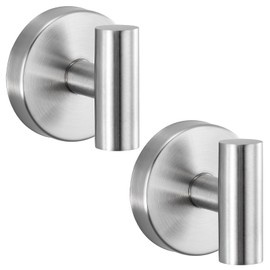 warlve Suction Cup Hooks No Drill Stainless Steel Shower Hooks Towel Hook Robe Hook Heavy Duty on Smooth and Non-Porous Surfaces in Bathrooms Kitchen Bedroom (2, Brushed Nickel)