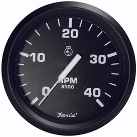 Reel Draggin' Tackle - Faria Euro Black 4" Tachometer - 4,000 RPM (Diesel - Magnetic Pick-Up)