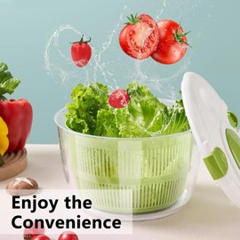 Salad Spinner Salad Washer and Spinner-5 Litre, Lettuce Spinner with Vegetable Washing Basket and Serving Bowl, Household Fruit Drainer Salad Dryer