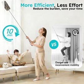 Overcomo 2-in-1 Extendable Long Feather Microfibre Duster&Cobweb Brush Set