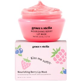 grace & stella- Berry Kissable Lips: nuestro bálsamo labial de frutos rojos jugoso y delicioso, elogiado en los premios Beauty Shortlist Awards de 2024, combina ingredientes derivados de plantas como