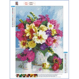 LEADINTOP Diamond Art Set, Flowers, 11.8 x 15.7 inches (30 x 40 cm), Mosaic Art, Full Surface Paste Diamond Beads, Popular, Bead Art, Bead Paintings, Cute, Stylish, Adults, Kids, DIY, Handicraft Kit,