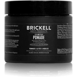 Brickell Men’s Styling Clay Pomade For Men, Natural & Organic with Strong Hold & Matte Finish, Product for Modern Hairstyles, 59 ml, Scented