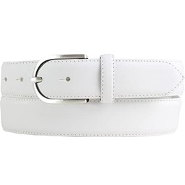 BELTINGER High Quality Women's Belt Made of Full Cowhide Leather with Round Belt Buckle 3.5 cm | Cambered Leather Belt Women's 35 mm | Women's Belt Made in Italy, White, silver