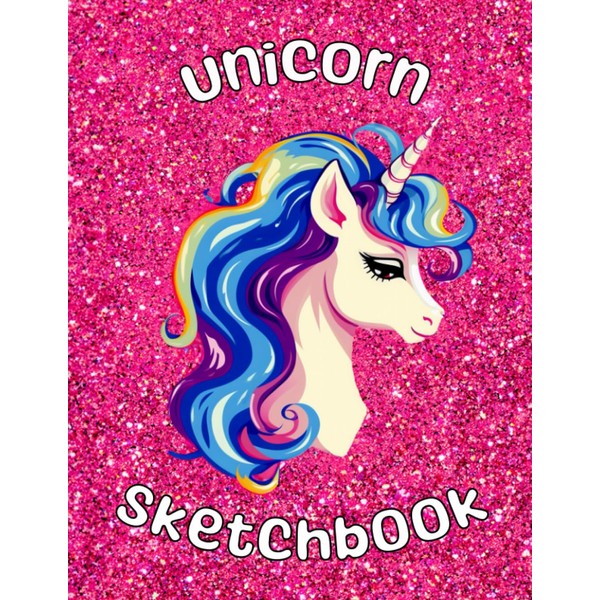 Unicorn Sketchbook: Pink Glitter-Free Mess-Free Sketchbook 8.5x11 for kids, Large