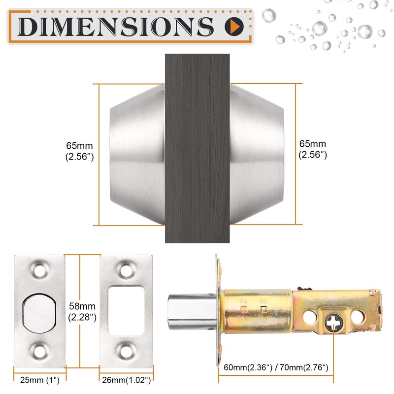 Probrico 3 Pack Satin Brushed Nickel Double Cylinder Deadbolt Lock,