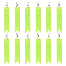 PATIKIL Safety Reflector 6"x1", 12 Pack Reflector Tag Pendant Reflective Safety Keychain Gear for Backpack Cycling Running Wheelchairs, Deep Fluorescent Yellow
