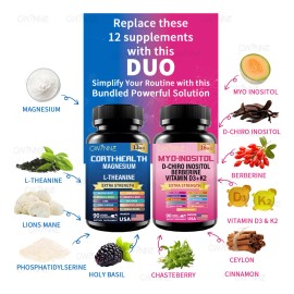 Gwynne Suplemento De Cortisol 90 Cpsulas  Suplemento De Inositol Myo-inositol Y D 90 Cpsulas,con Glicinato De Magnesio,vitamina B12 Y K2              
