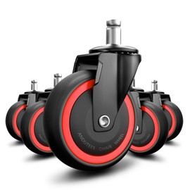 ANDUTEES Office Chair Wheels Replacement, 3 Inch Heavy Duty Anti-Tangle Nylon Roller Wheels Set of 5, Office Desk Gaming Chair Black Casters for Hardwood Floors Carpet (11x22mm)